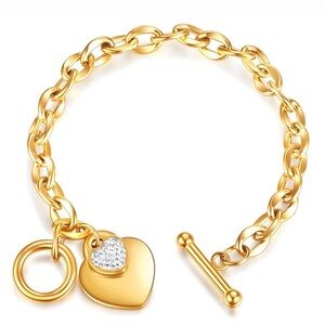 Gold Heart Charm Bracelet